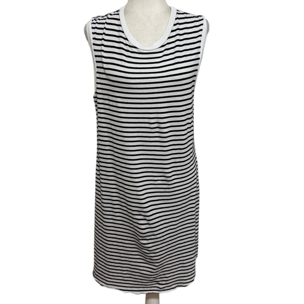 Frank & Eileen Mini Cory Striped T-Shirt Dress Medium Navy Blue + White Cotton - Picture 2 of 8